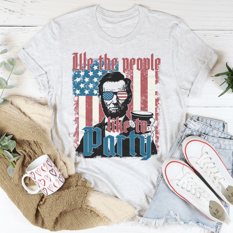 We The People Like To Party Tee Heather Prism Peach S