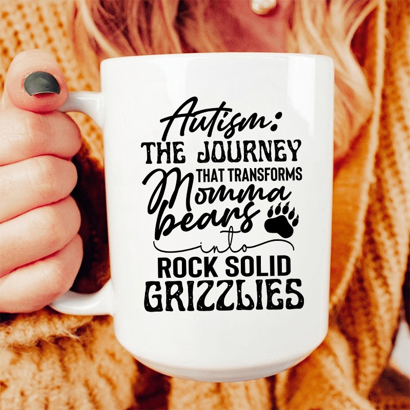Autism Mama Grizzlies Ceramic Mug 15 oz White One Size