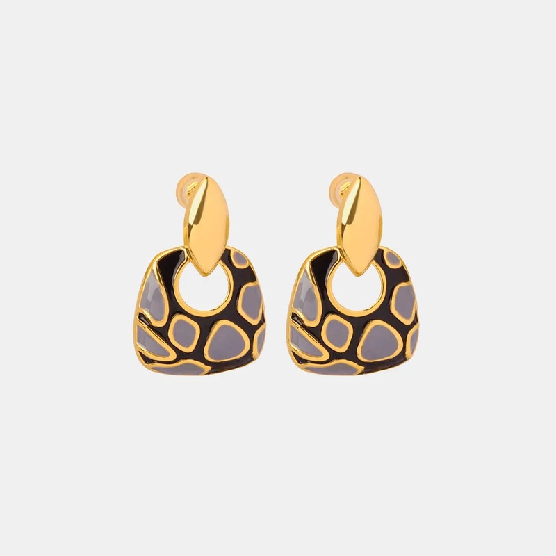 Copper Oil Drip Earrings Black One Size