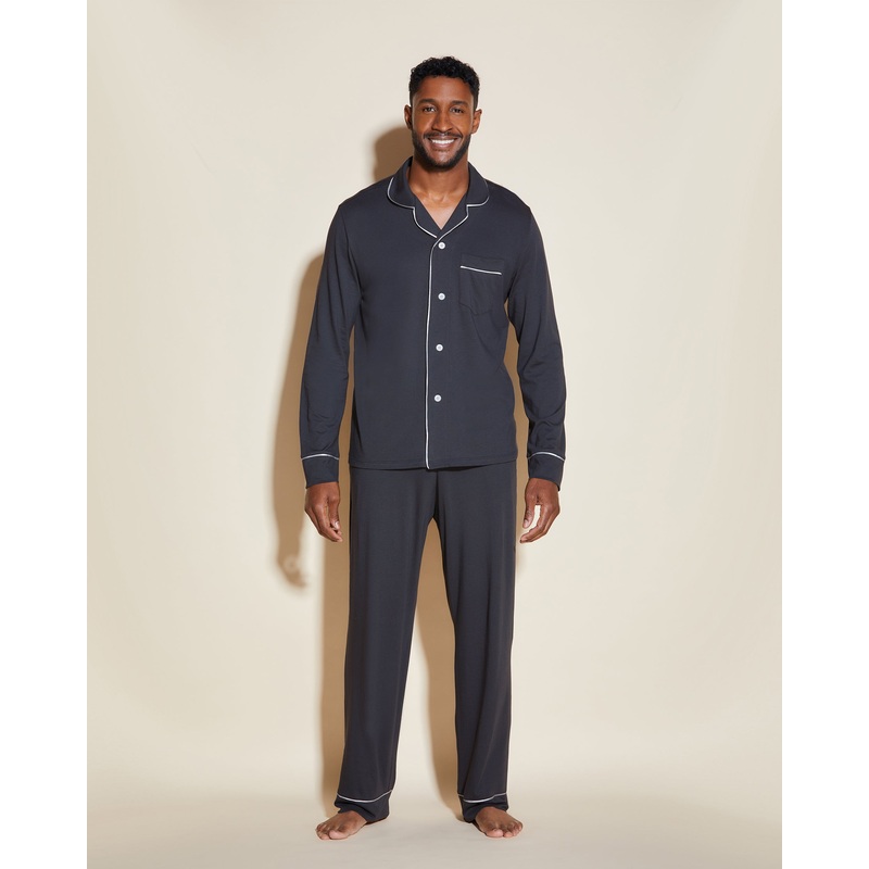 Ensemble De Pyjama Classique  Manches Longues Et Pantalon Pour Hommes Anthracite/Ivory S