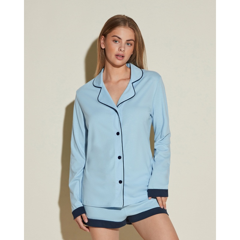 Ensemble Pyjama Haut  Manches Longues Et Boxer Aasmani Blue/Navy Blue XS