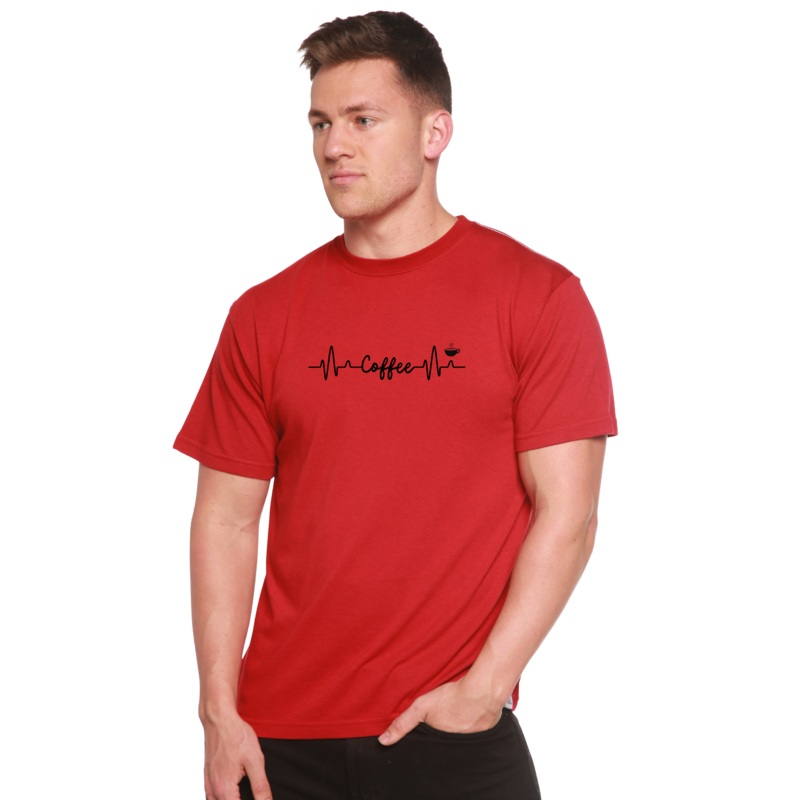 Heartbeat Coffee Unisex Bamboo/Cotton Graphic T-Shirt Medium Black