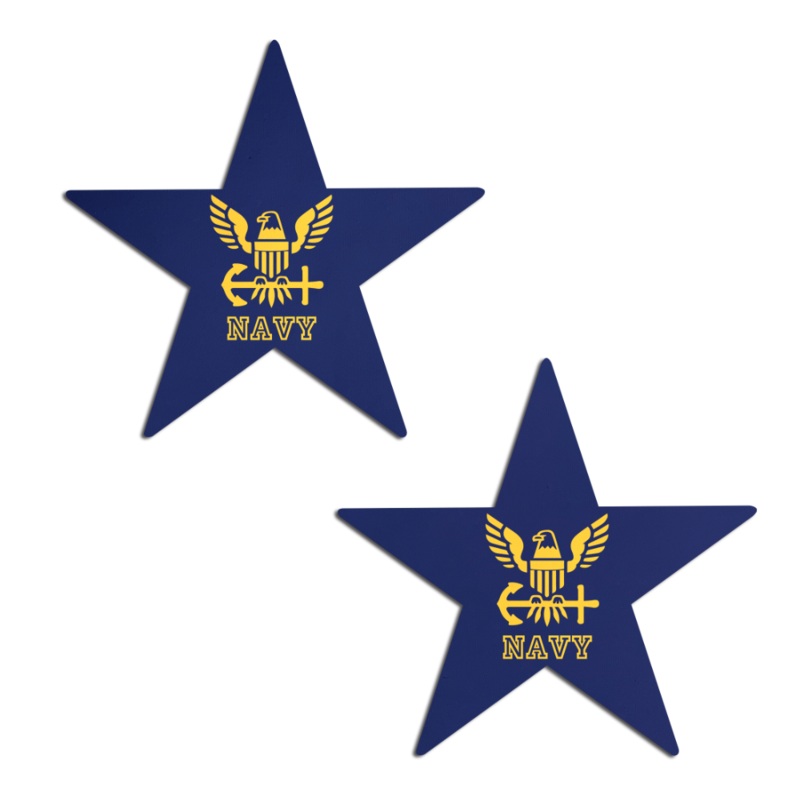 Nautical Star: Military US Navy Insignia Yellow on Blue Nipple Pasties by Pastease