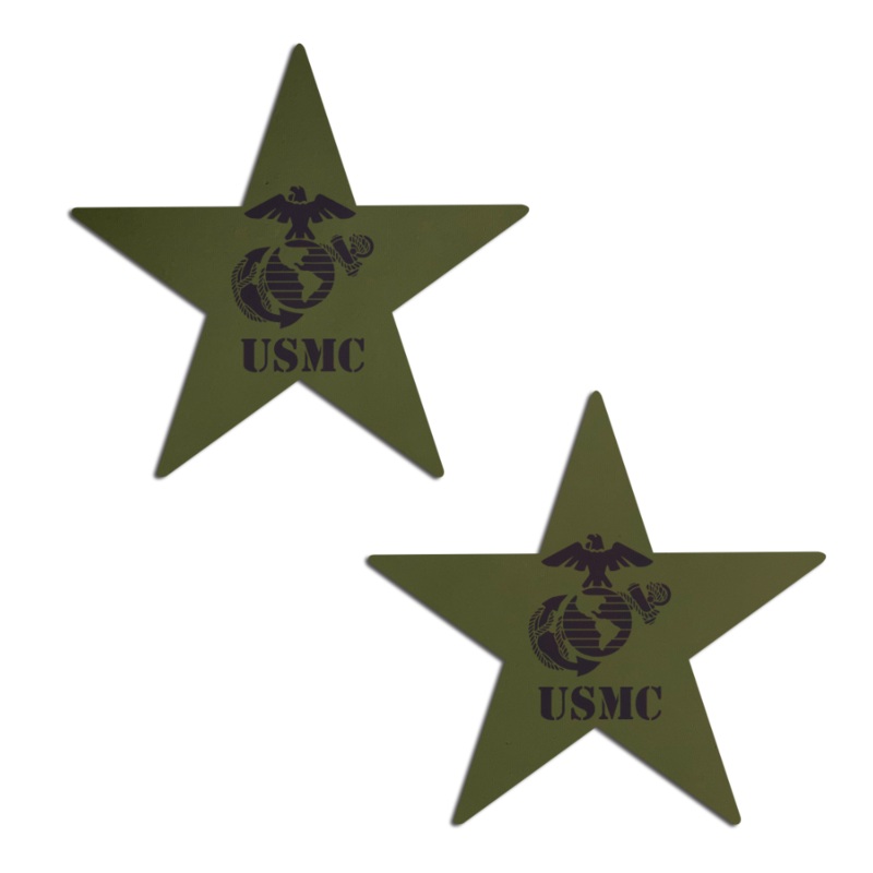 Nautical Star: Military USMC US Marines Insignia Black on Green Nipple Pasties by Pastease o/s