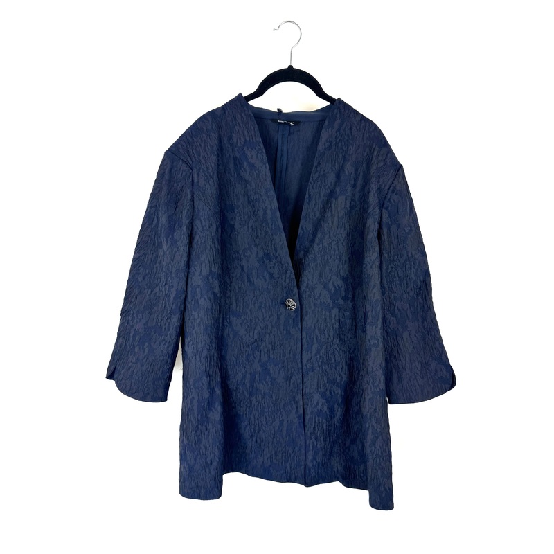 Navy Blue Textured Jacket – Size 18