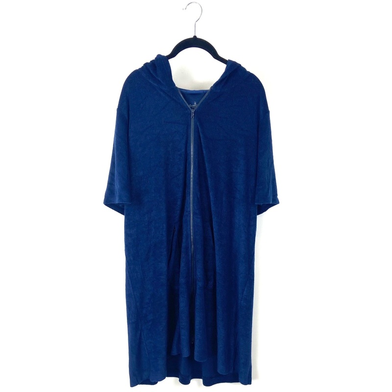 Royal Blue Terry Cloth Hooded Zipper Robe – Size 6/8 small