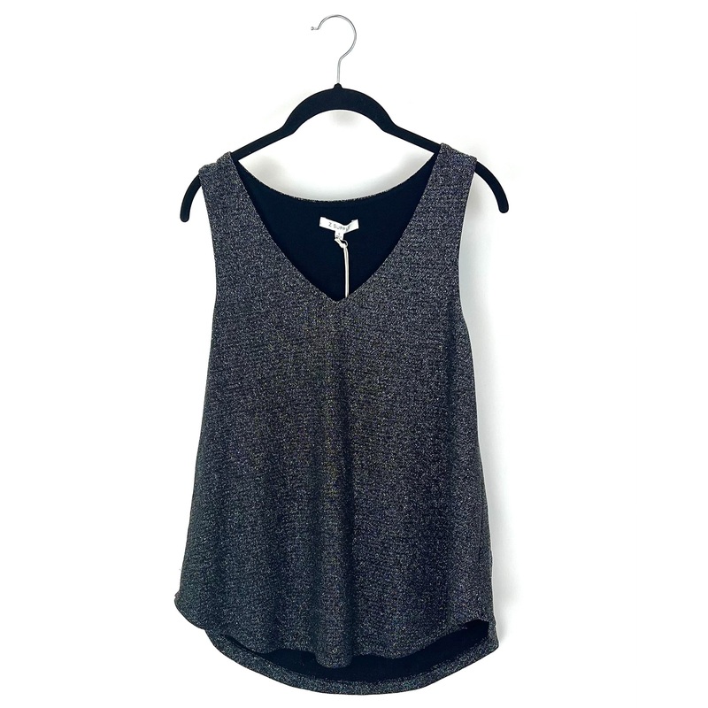 Stretchy Black Sparkle V-Neck Tank – Small