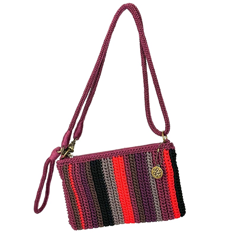 Burgundy Multicolor Crochet Crossbody / Wristlet