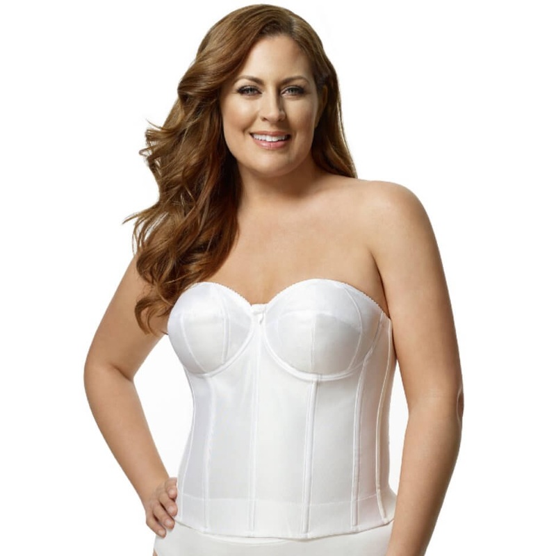 Elila Underwired Satin Strapless Longline – White 34B White