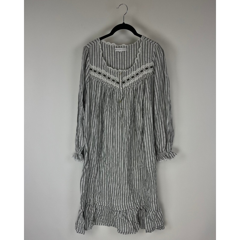 Gray and White Stripe Nightgown – Small