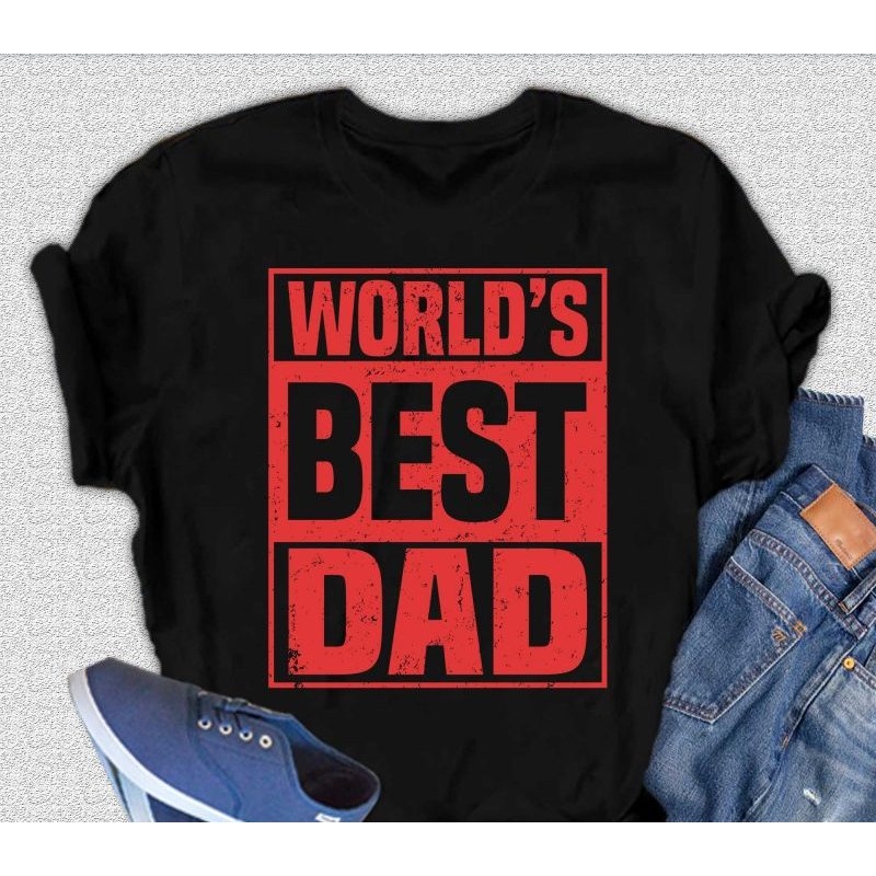 World’s Best Dad Men’s Bamboo Viscose/Organic Cotton Short Sleeve Graphic T-Shirt Medium Black
