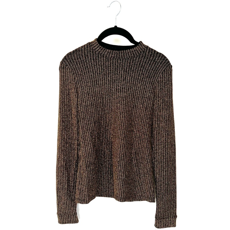 Gold Metallic Mock Neck Blouse – Extra Small