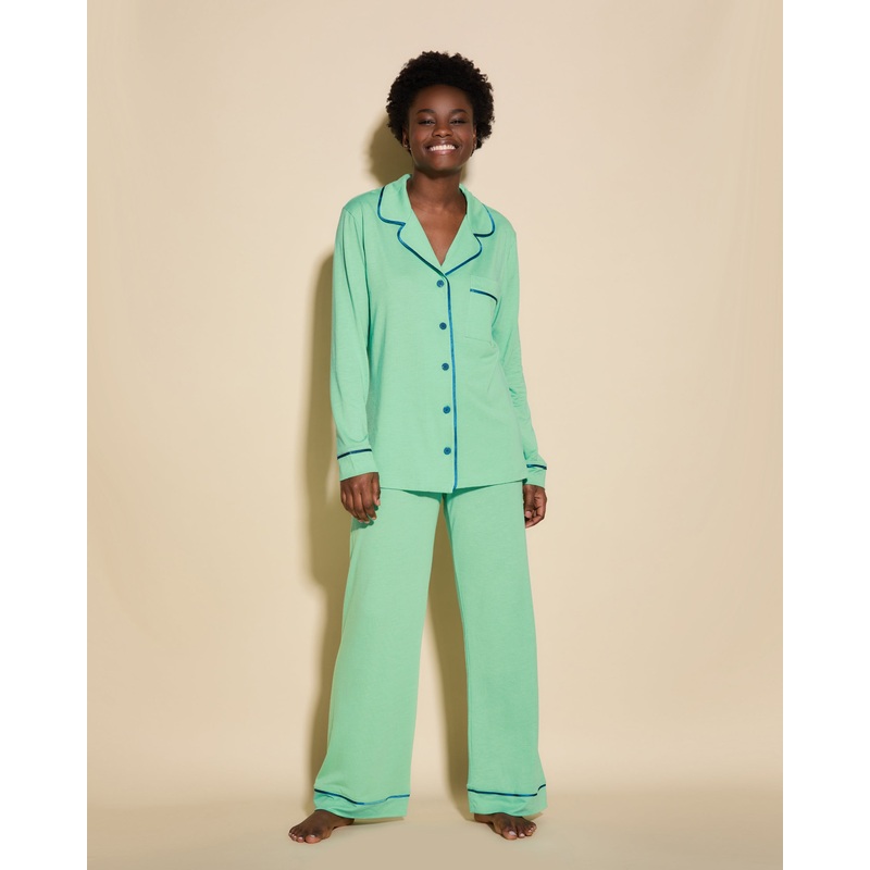 Top A Manica Lunga E Pantalone Lungo Ghana Green/Udaipur Blue XS