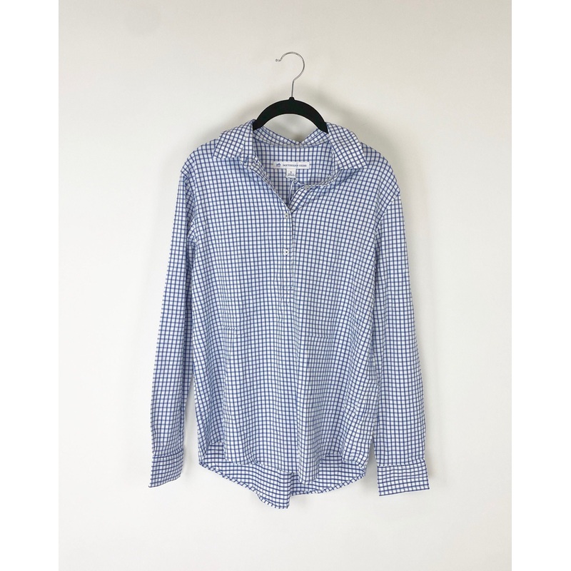Blue And White Checkered Flannel – Small