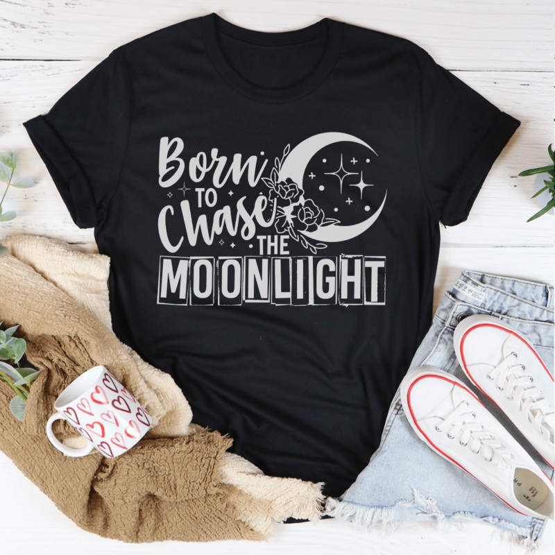 Born To Chase The Moonlight Tee Black Heather S