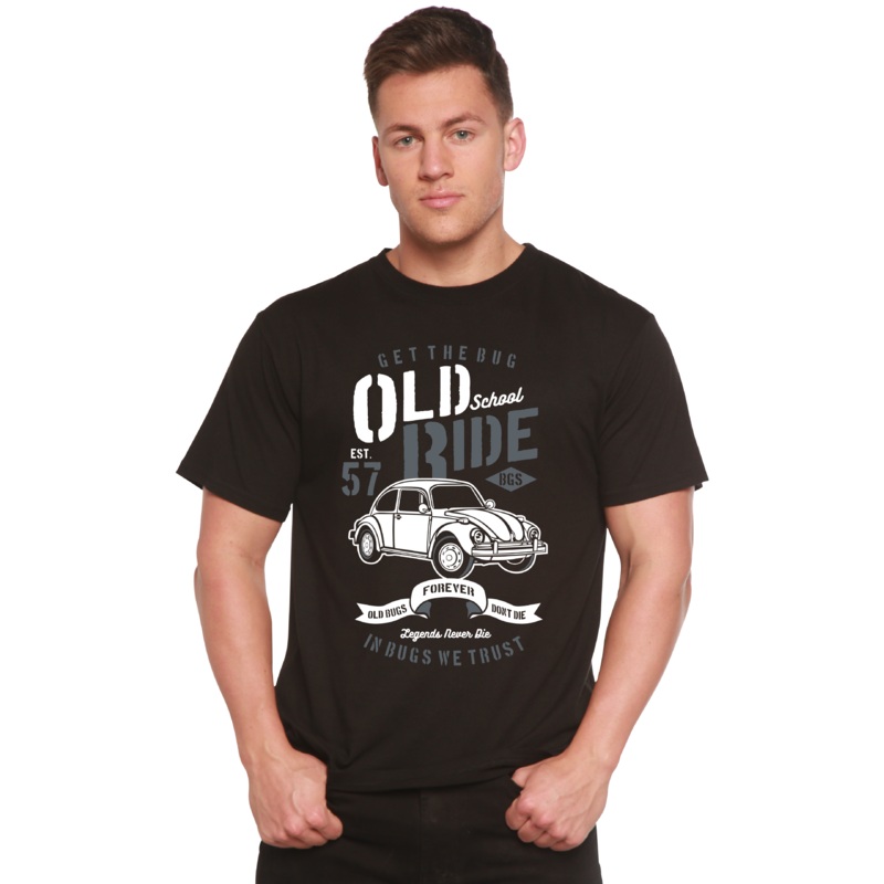 Old School Ride Spun Bamboo Men’s Bamboo Viscose/Organic Cotton Short Sleeve Graphic T-Shirt Medium Black
