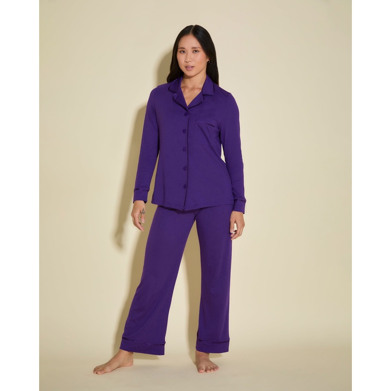 Pigiama Petite Con Top A Maniche Lunghe E Pantaloni Violette/Violette PS