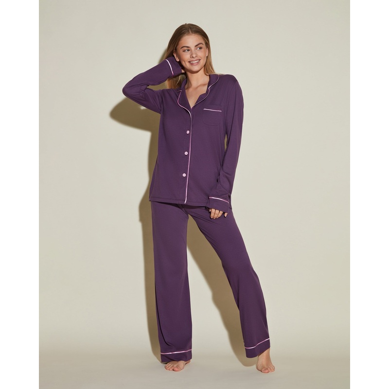 Conjunto De Pijama Con Camisa De Manga Larga Y Pantalones Zaadi Purple/Neela Flower XS