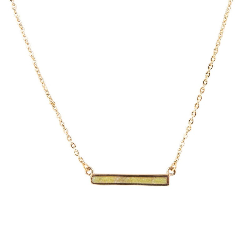 Dainty Green Aventurine Bar Necklace