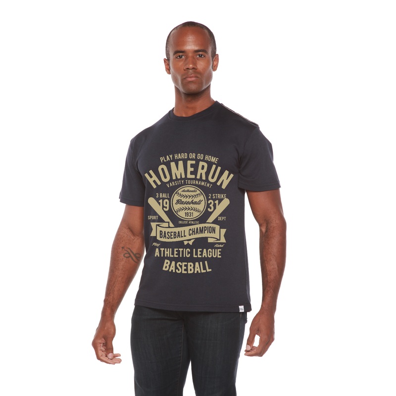 Homerun Baseball Men’s Bamboo Viscose/Organic Cotton Short Sleeve Graphic T-Shirt Medium Black