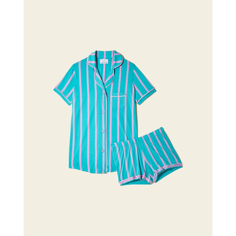 Short Sleeve Top & Boxer Pajama Set Andaman Strip XS