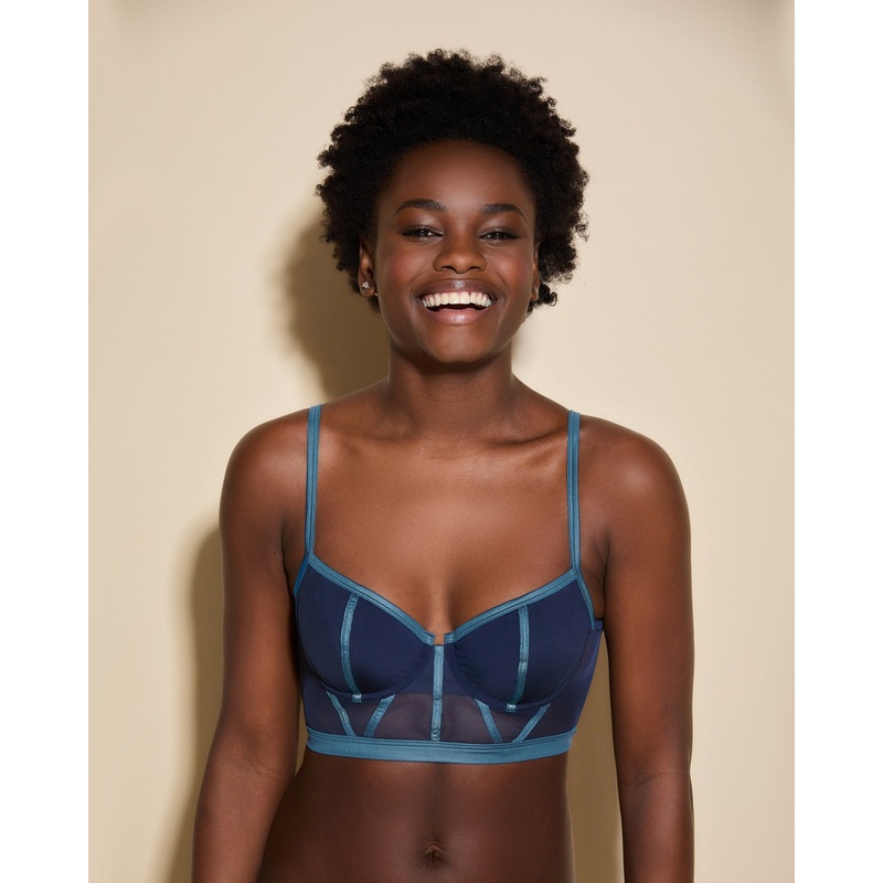 Underwire Balconette Longline Bra Nocturnal Blue/Malawi 32B