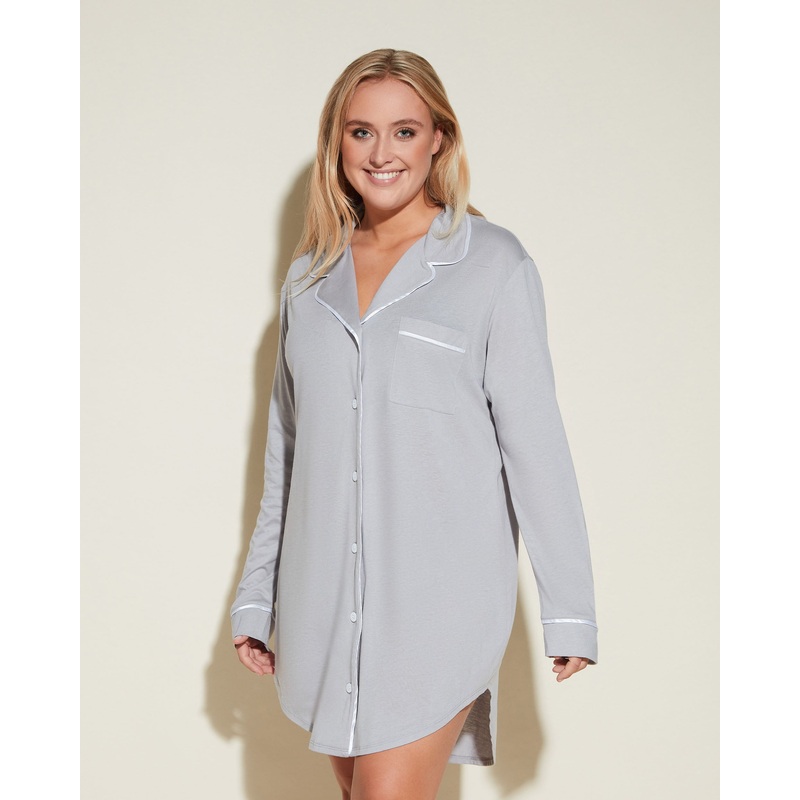 Camicia Da Notte Dove Gray/Bianco XS