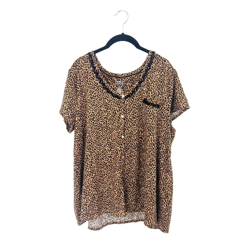 Short Sleeve Cheetah Print Pajama Set – 1X