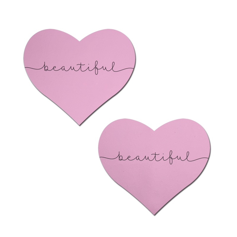 Love: ‘Beautiful’ Pink Heart Pasties Affirmations by Pastease Pink
