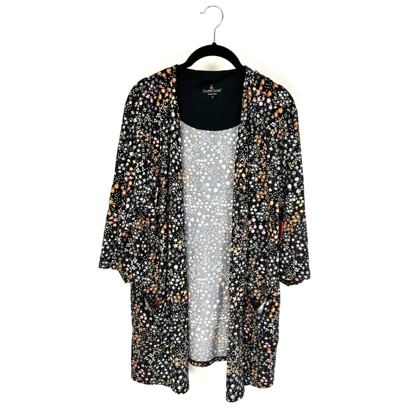 Black With Floral Print Lounge Cardigan – Size 6/8