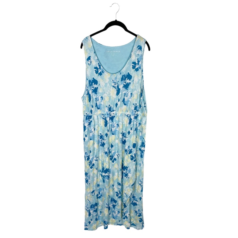 Blue Sleeveless Floral Maxi Dress – 1X