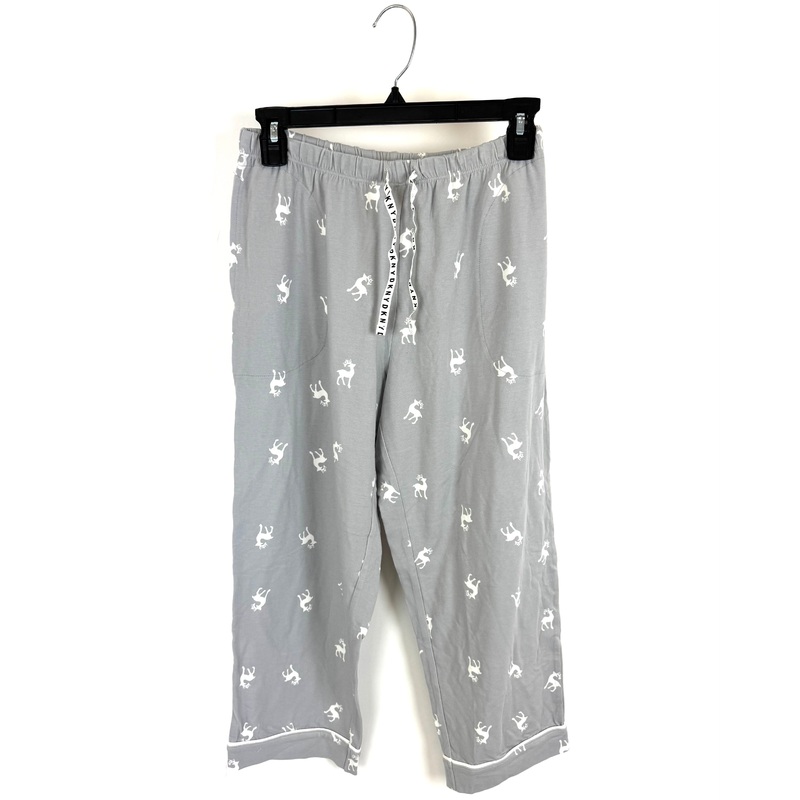 Light Gray Cropped Reindeer Pajama Pants – Small