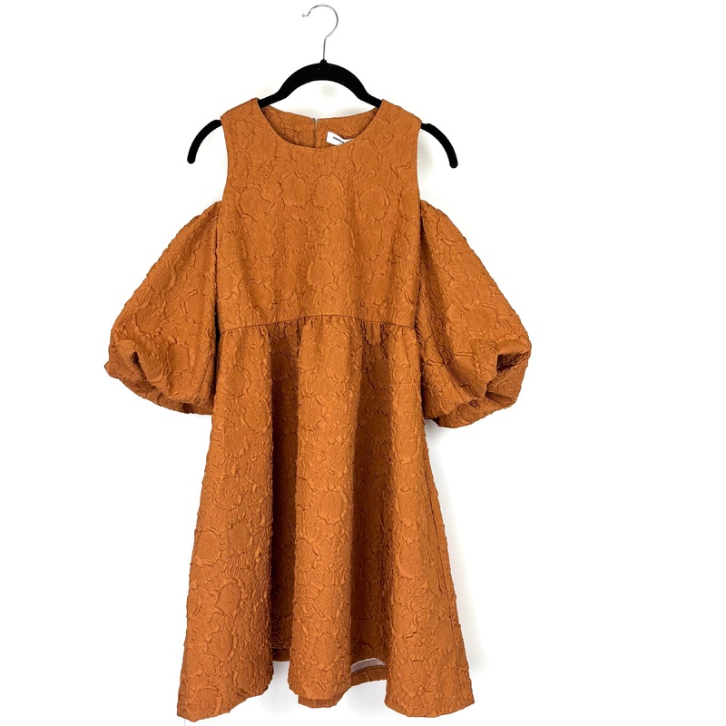 Burnt Orange Cut Off the Shoulder Dress – Size 4/6