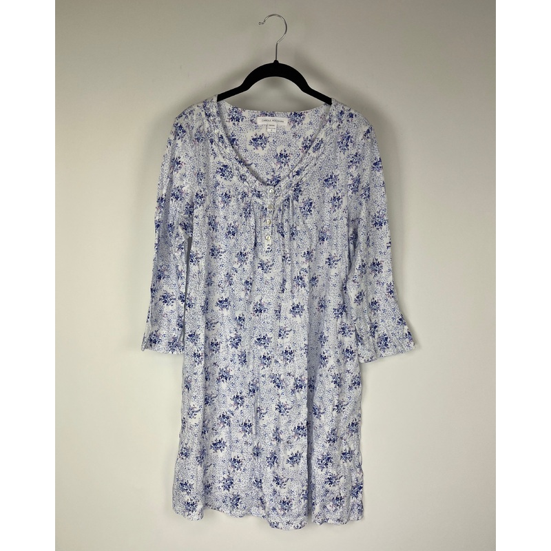 White and Purple Floral Nightgown – Small