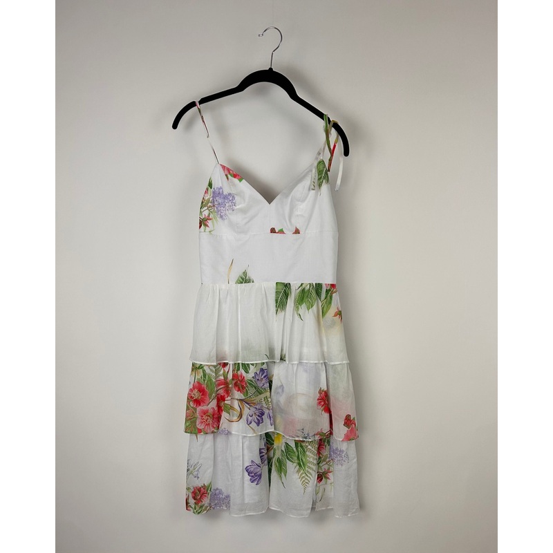 White Floral Ruffle Dress – Small