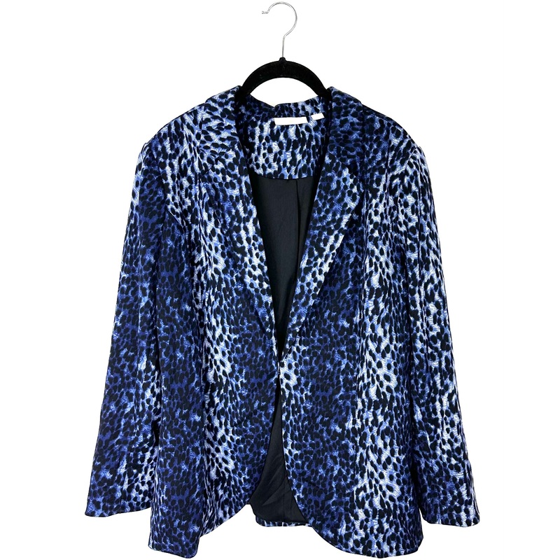 Blue Leopard Print Blazer – Size 14-16