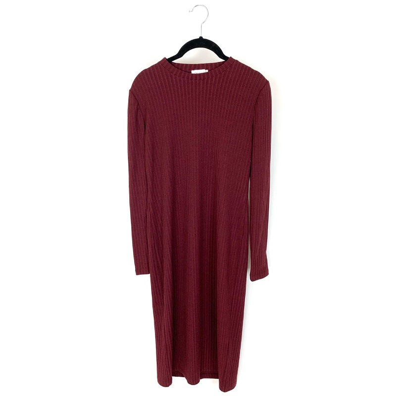 Dark Red Ribbed Dress – Size 6/8