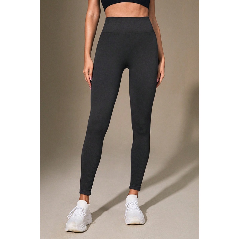 Wide Waistband Sports Leggings Dark Gray S