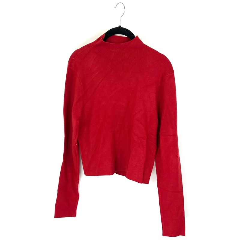 Red Turtleneck Cropped Sweater – Size 0 Extra Small (Size 0)