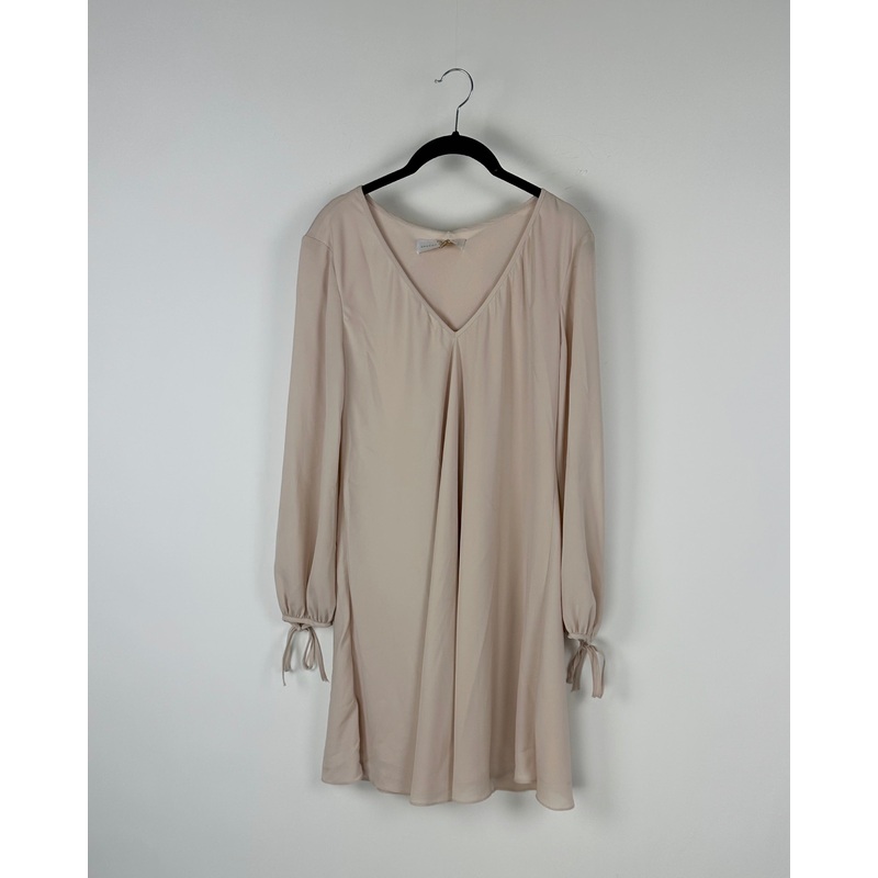 Beige Tie Sleeve Dress – Small