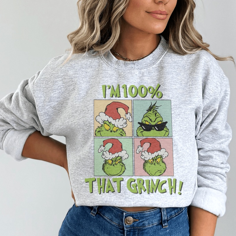 I’m 100% That Grinch Sweatshirt S Sport Grey
