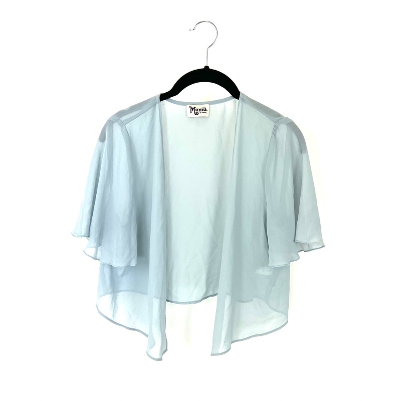 Muted Blue Cropped Sheer Open Shawl – Extra Small