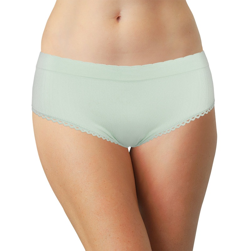 Seamless Textured Hipster with Picot Trim S