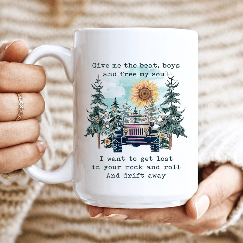 Boho Jeep Ceramic Mug 15 oz White One Size
