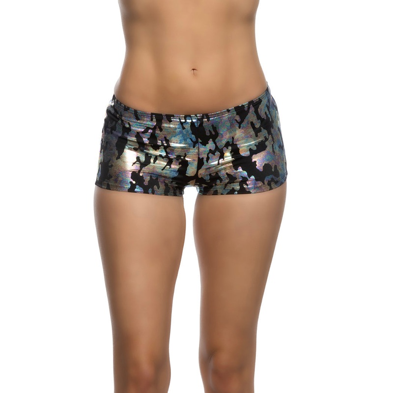 1pc Low Rise Iridescent Camouflage Shorts Black/Grey Small