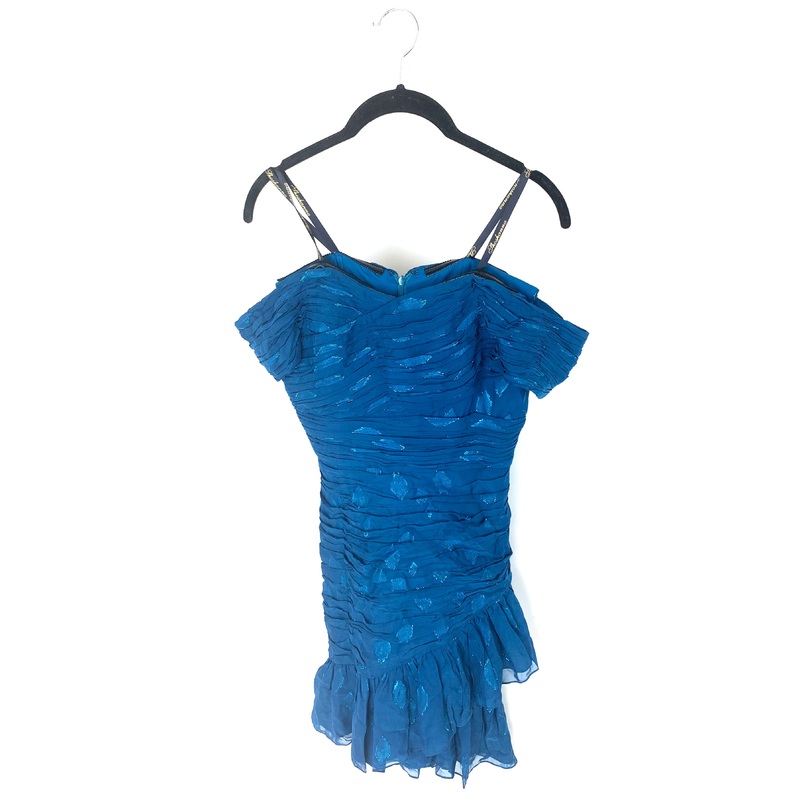 Cerulean Blue Off-the-Shoulder Cocktail Dress – Size 2/4