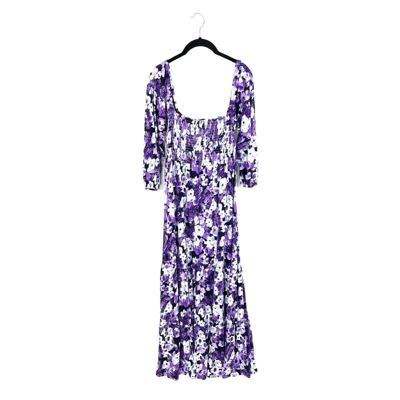 Purple Floral Smocked Dress – Small