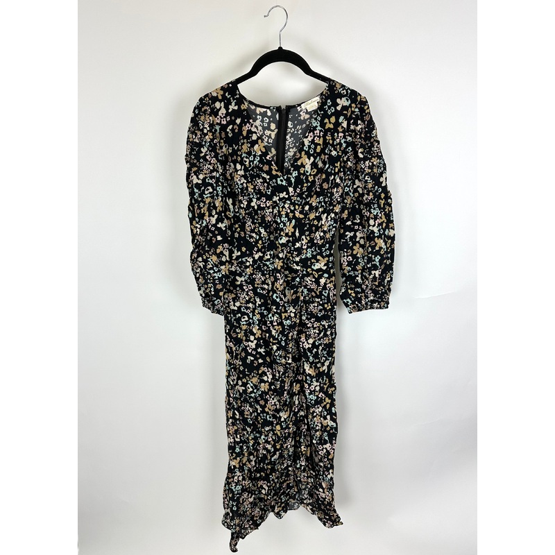 Black Leopard Print Cropped Sleeve Dress – Size 4
