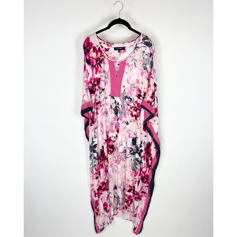Pink And White Floral Printed Caftan – Small
