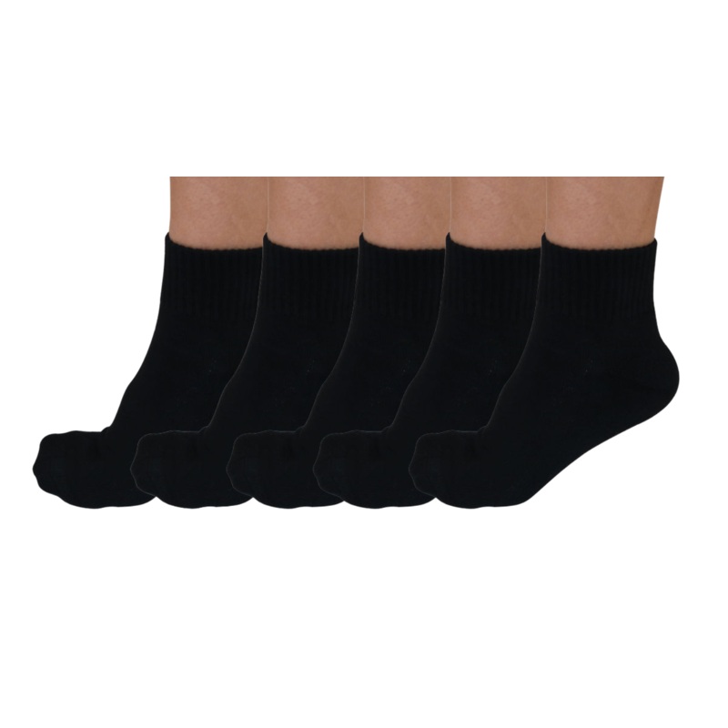 1/4 Crew Bamboo Viscose Socks Unisex Black Color – 5-pack Small